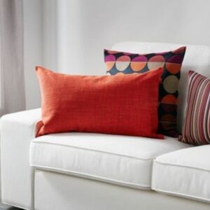 4/$25 🏡 BundIe//NEW ISUNDA Orange Linen Lumbar Accent Cushion Cover Pillow Sham